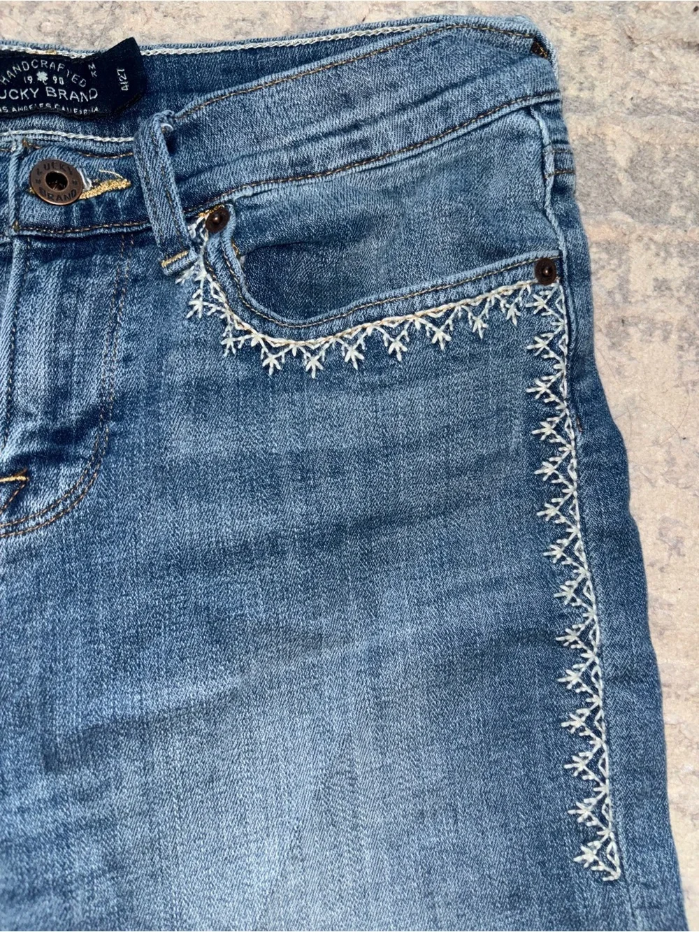 Lucky Brand Blue Embroidered Denim Shorts